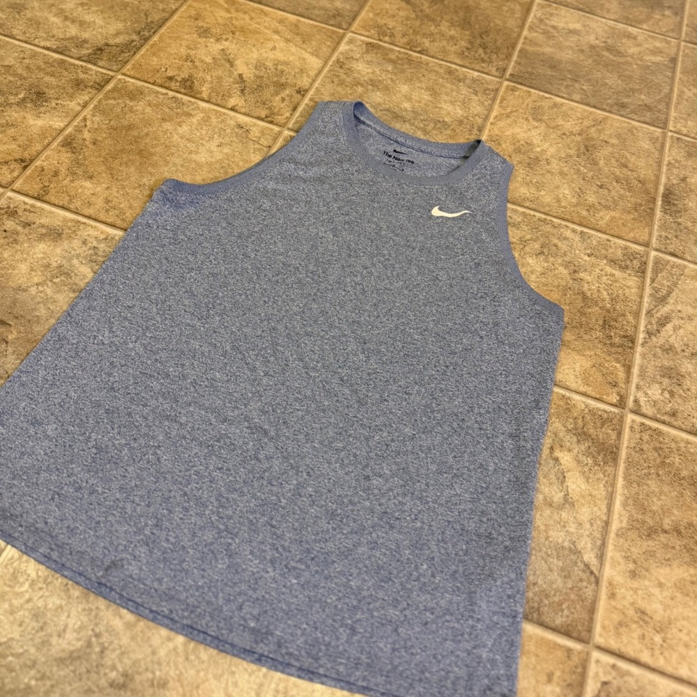 Nike Dri-FIT Blue Heathered Performance Tank Top Womens Medium Sleeveless Shirt - Picture 8 of 8